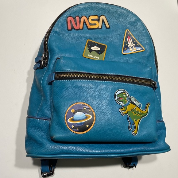 Rare Coach Space Rexy Astronaut Nasa Rocket UFO Backpack Leather HTF Jetpack - Picture 3 of 14